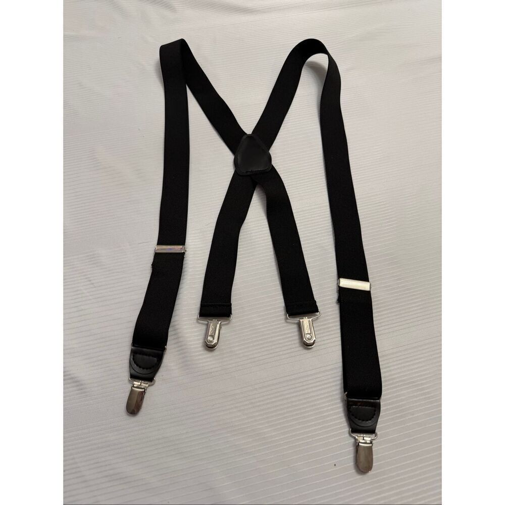 Pelican USA Black Silver Hardware Vintage Y Suspenders Braces